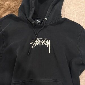 Stussy Charcoal Hoodie with White Logo